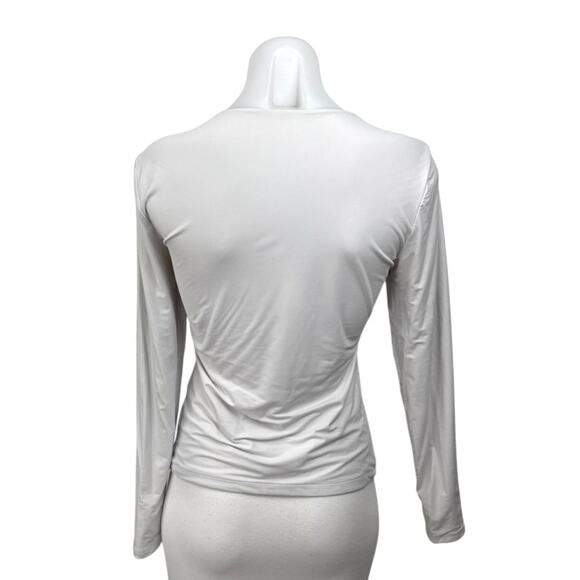 Abercrombie & Fitch Women's Gray White Crewneck Long Sleeve Tee T-shirt Top Sz M - Picture 2 of 3